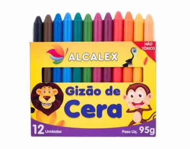 Giz de Cera Grosso 12 cores Alcalex