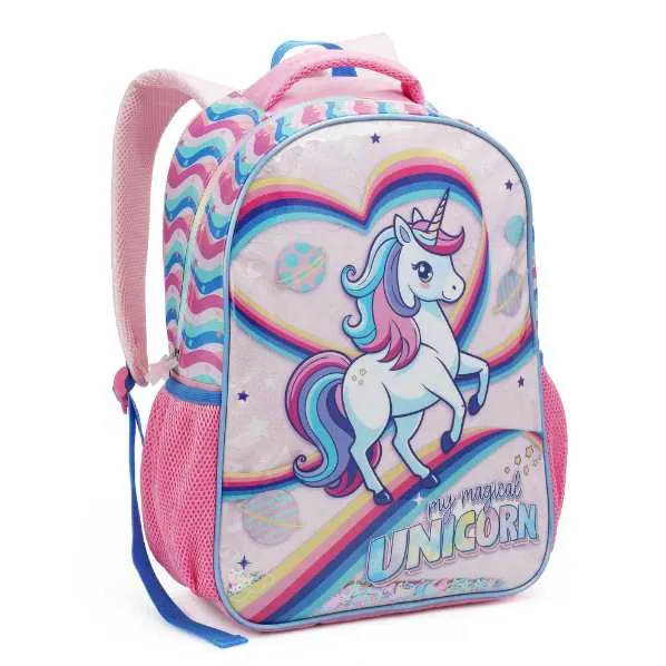 Opção tamanho Mochila Infantil Feminina - Unicórnio Rosa 