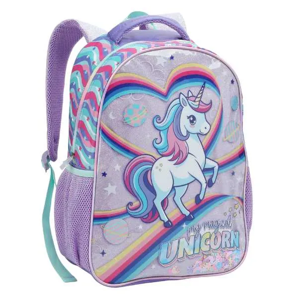 Opção tamanho Mochila Infantil Feminina - Unicórnio Lilás